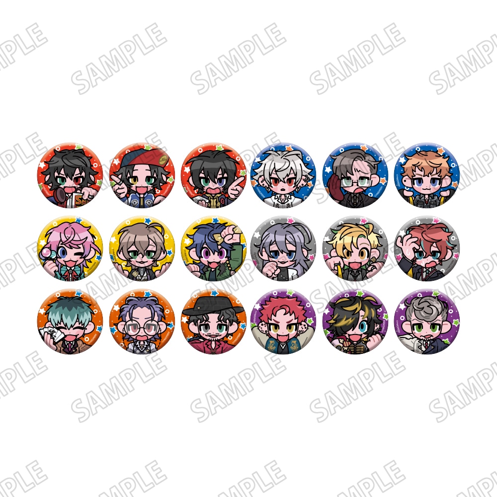 ヒプノシスマイク ミニキャラ缶バッジコレクション(全18種)各495円(税込)※ブラインド仕様